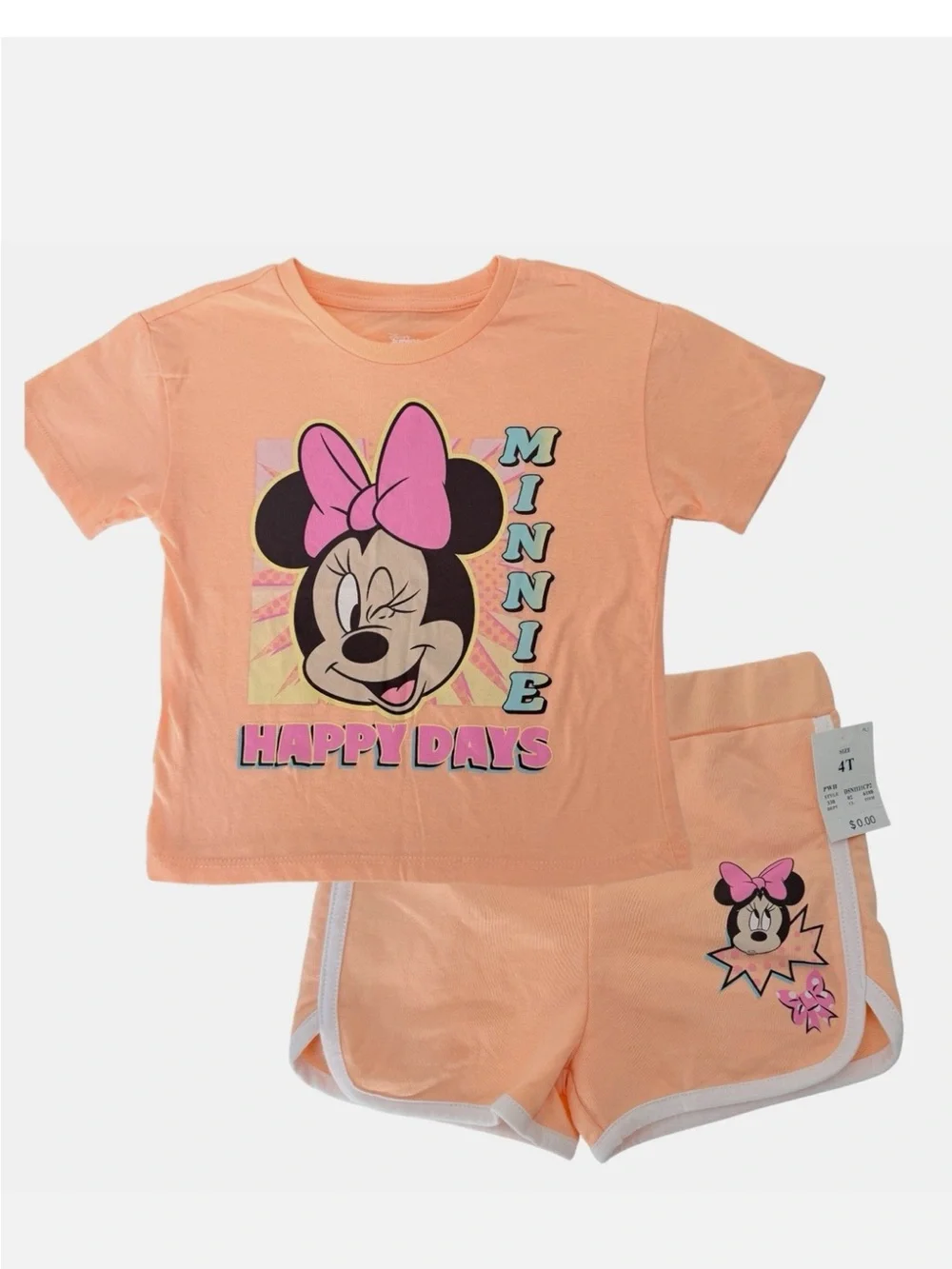 Disney Peach and Pink Minnie Mouse 'Happy Days' Kids Pajama Set